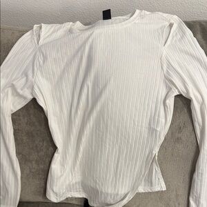 Elegant White Ribbed Women's Top